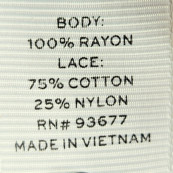 Stylus Navy Notched V Neck Lace Shoulders & Back Hem 3/4 Sleeve BOHO Top Large - Picture 9 of 12